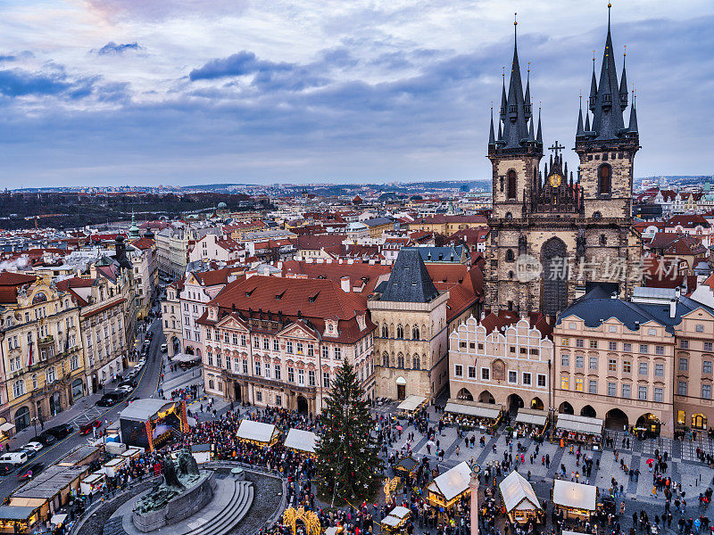 Church of our Lady before Tyn towers and old town square, Prague, Czech Republic